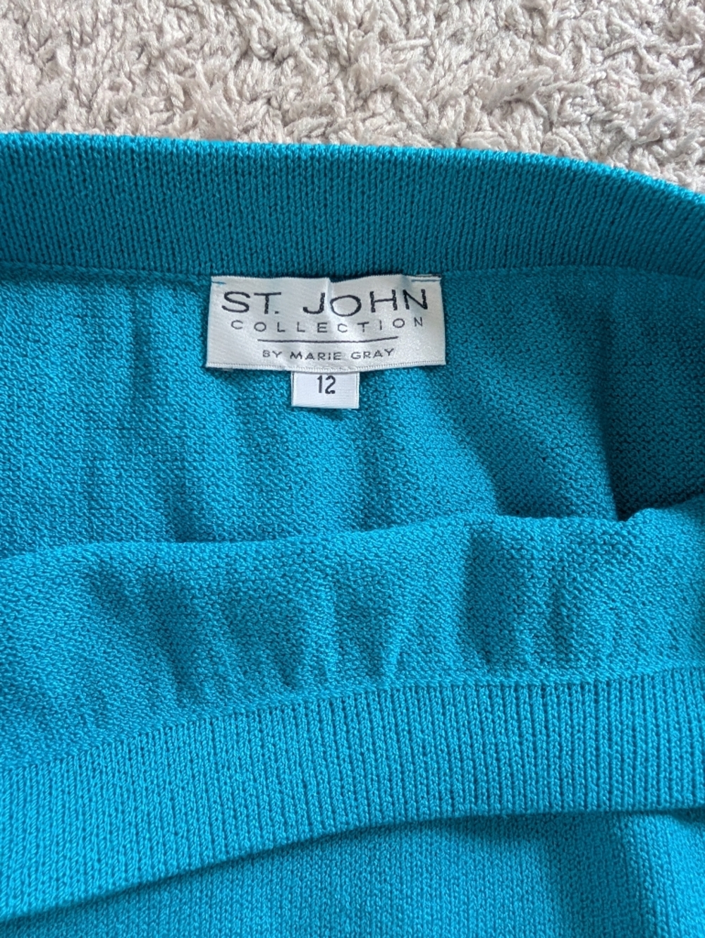 Vintage St. John Collection Marie Gray Teal Blue Santana Knit Pencil Skirt - Picture 7 of 8